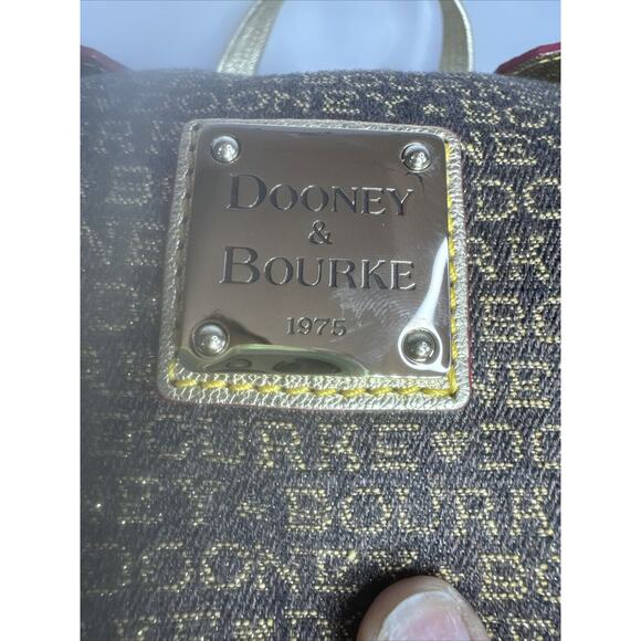 Brown And Gold Dooney and Bourke Small Print chiara tote Handbag Purse - Picture 8 of 11